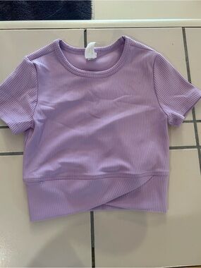 Yogalicious Lilac Ribbed Short Sleeve Crop Tee